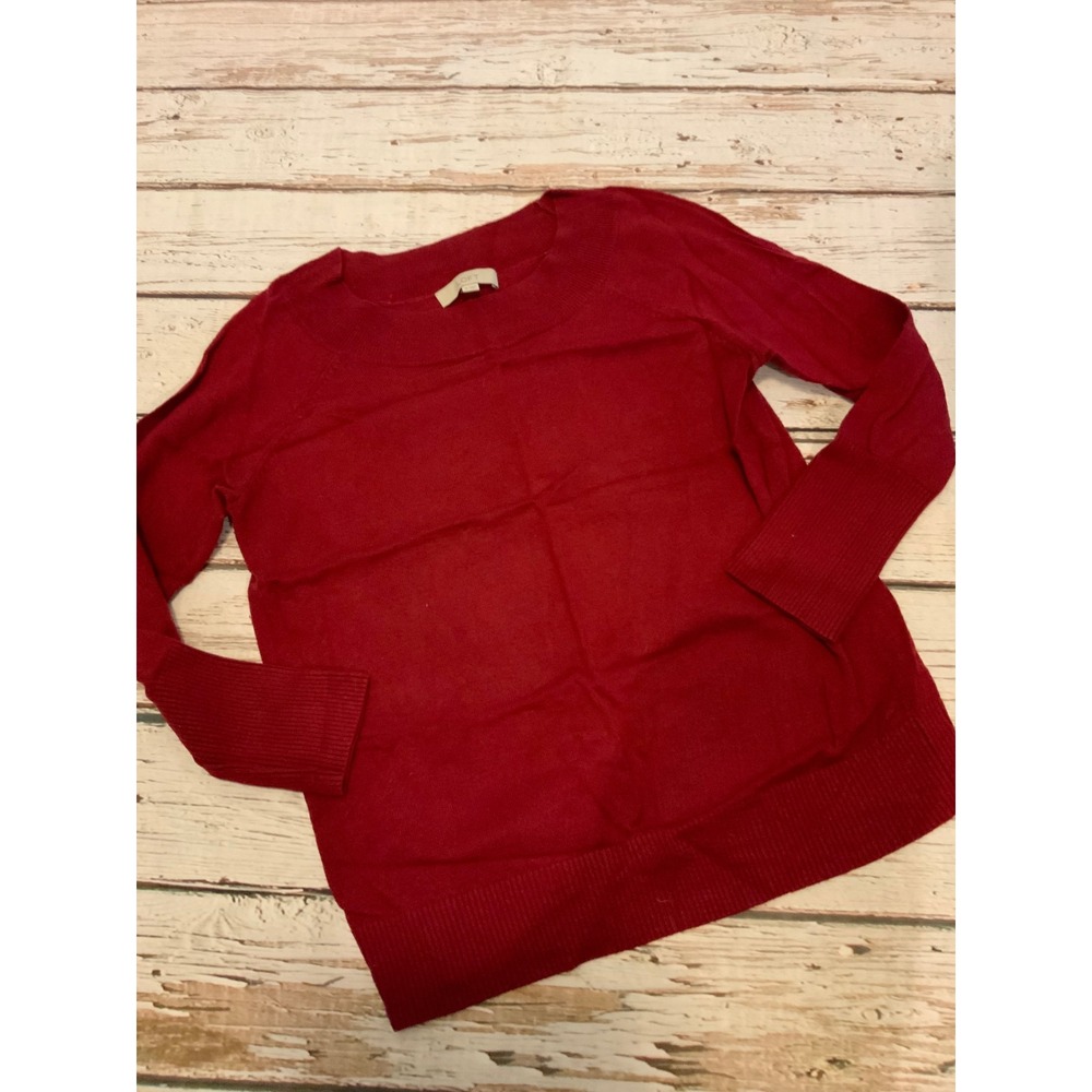 Ann Taylor Loft XL Burgundy Red Crew Neck Raglan Sleeve Knit Sweater